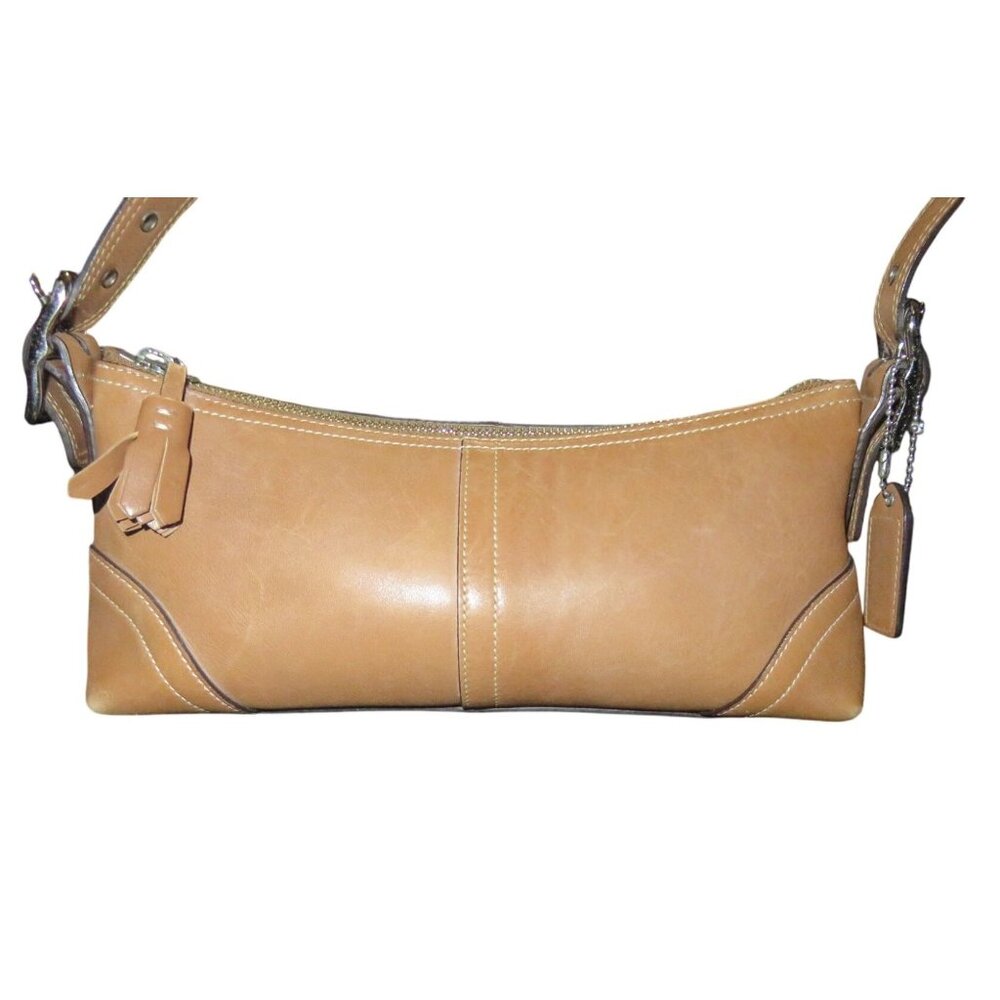 Coach 2005 Tan Leather Mini Baguette Hobo Satchel Bag 8A64